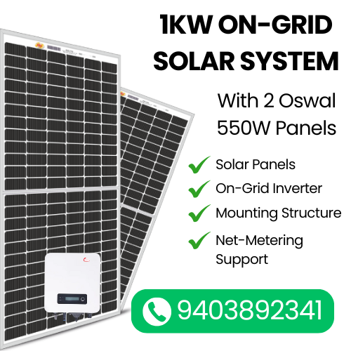 1KW On-Grid Solar System with 2 Oswal 550W Panels – Infinite Solar Solutions