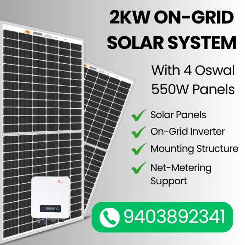 2KW On-Grid Solar System with 4 Oswal 550W Panels – Infinite Solar Solutions